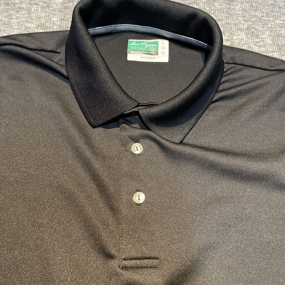 Ben Hogan  Shirt Mens Large Black Polo Golf Performance Power Short Sleeve